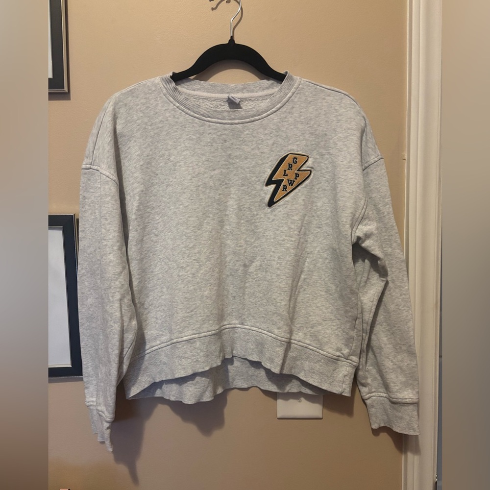 Old Navy Gray Sweatshirt with Gold Lightning Bolt